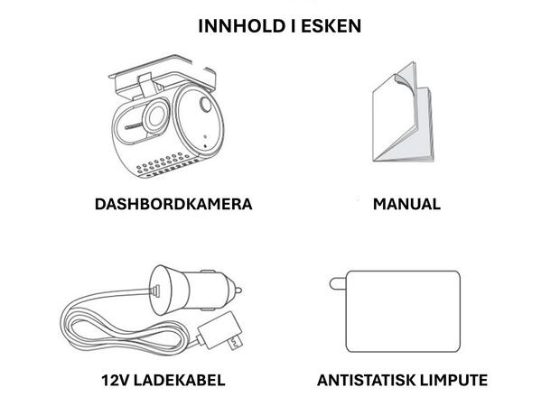 ConnectED Dashbordkamera 1 kanals mini WiFi, Quad 2K, 30 b/s mini stemmestyring 