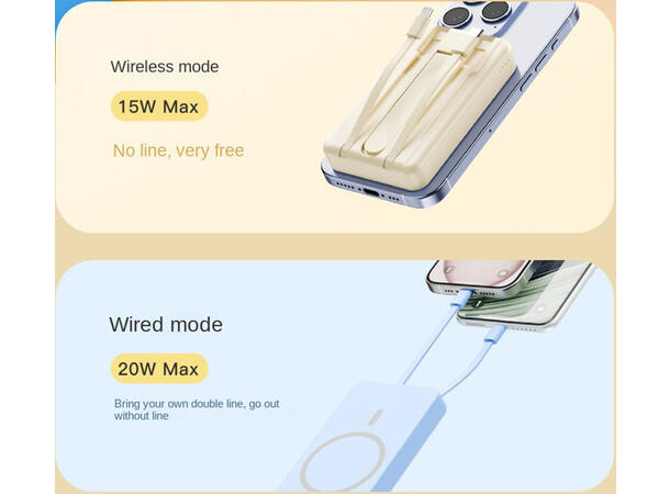 ConnectED powebank 10.000mAh Trådløs m Type-C og Lightning kabel