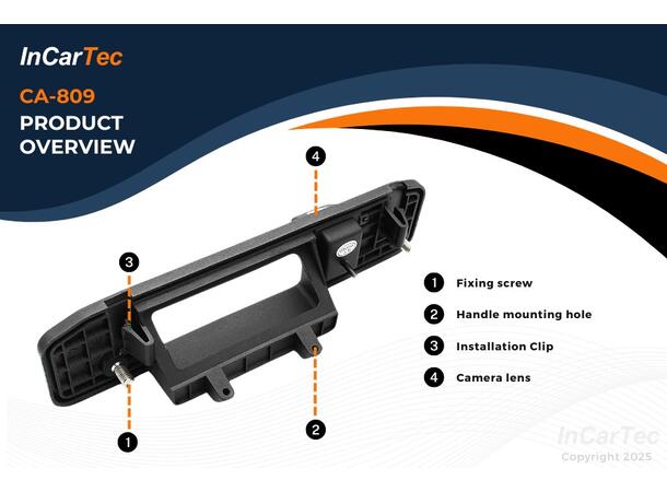 InCarTec Ryggekamera (håndtak) (CVBS) MB GLK (2013 - 2015) Se egen liste! 
