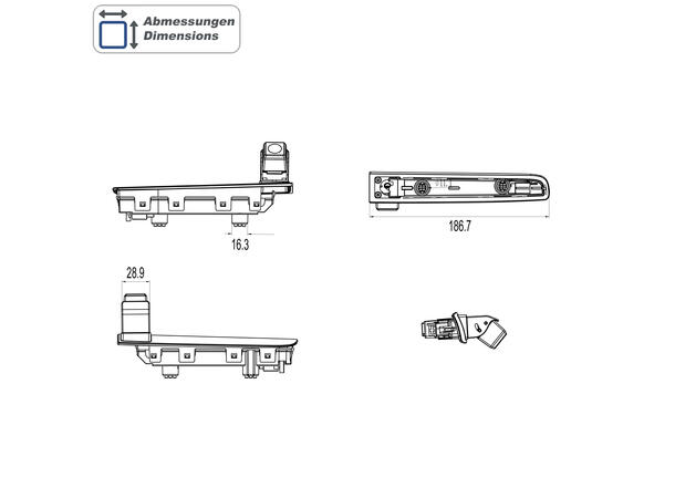 Ampire Ryggekamera (Bremselys) (CVBS) VW T5/T6/T6.1 med sidehengslet dør 