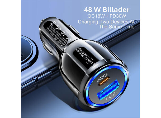 ConnectED Phone billader 48W, både USB og Type-C