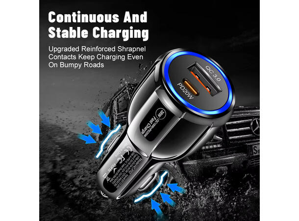 ConnectED Phone billader 48W, både USB og Type-C
